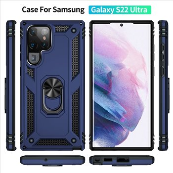 Samsung Galaxy S22 Ultra hard tpu Blue Back Cover - Solid ring