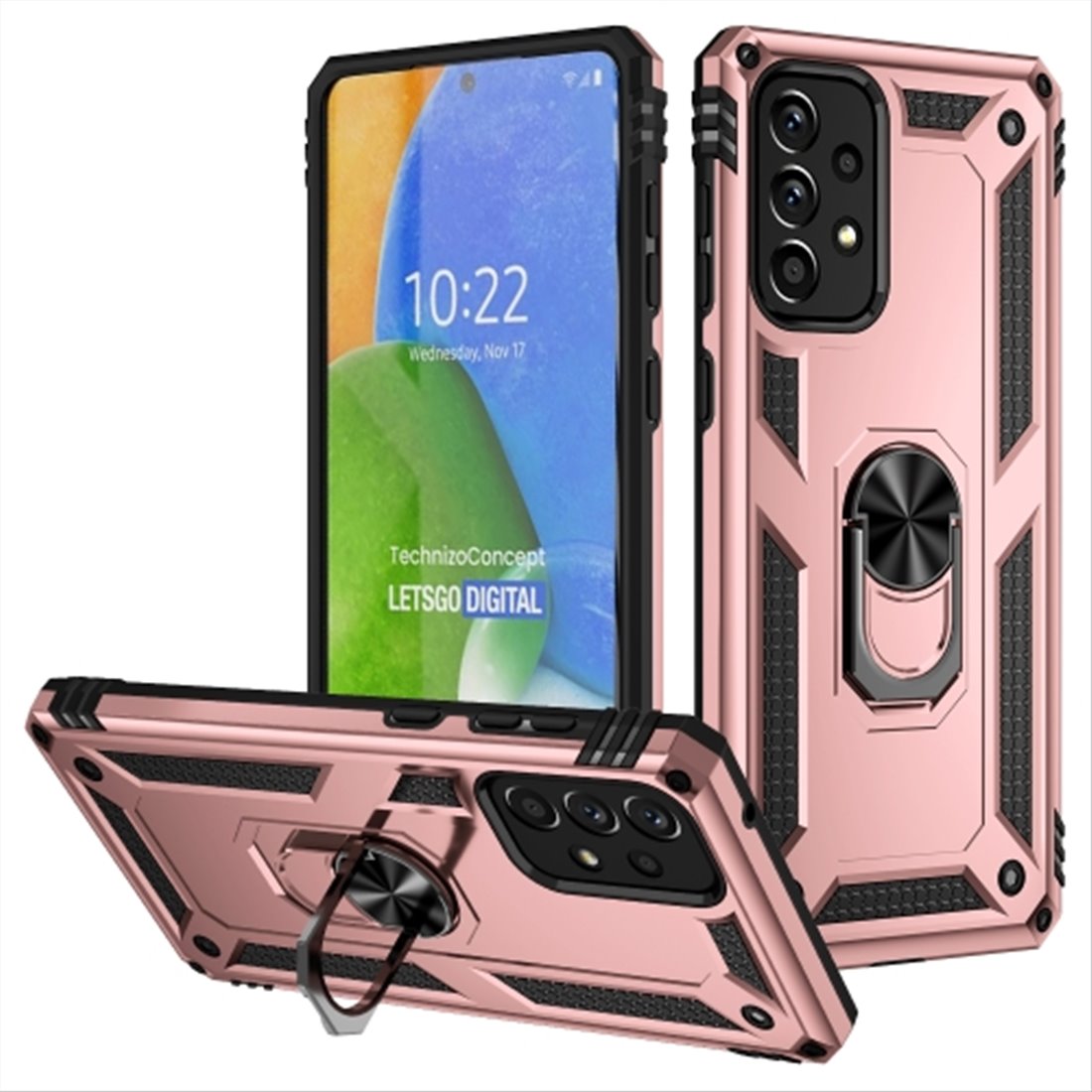 Samsung Galaxy A73 5G hard tpu Rose Gold Back Cover - Solid ring