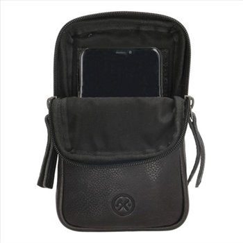 Hide Stitches Phone bags+shoulder belt and space for cards (belt bag) color black