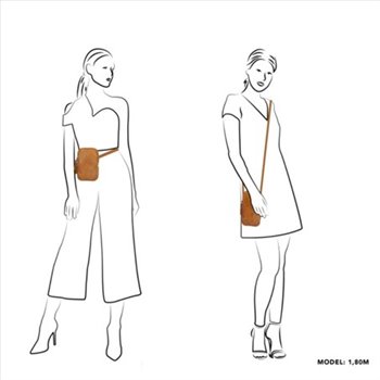 Hide Stitches Phone bags+shoulder belt and space for cards (belt bag) color Cognac