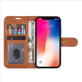 Apple iPhone 14 Pro  Leatherette Brown L Book Case Smartphone Case