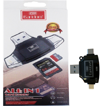 Kaartlezer- Card reader – Micro SD- kaartlezer- Type-C en Lightning conector kleur zwart