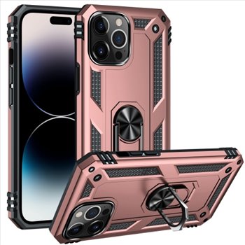 Apple iPhone 14 pro max Roze goud Back Cover Telefoonhoesje - Stevige ring