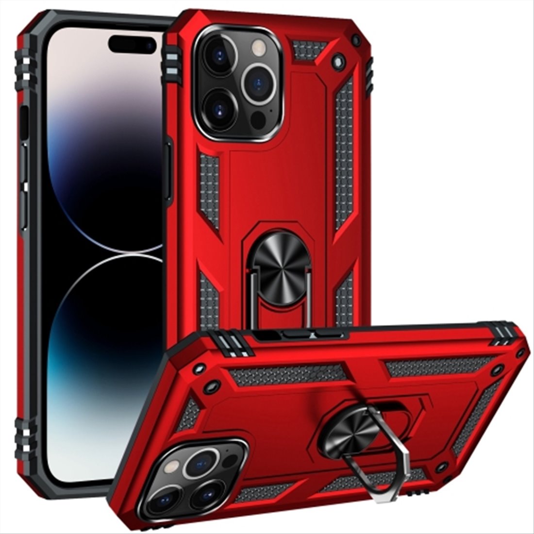 Apple iPhone 14 pro hard TPU Red Back Cover - Solid ring