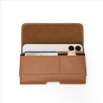 Universal Eco- Leather XXL Belt Bag upto 6.7 inch with space for Smartphone, credit cards and banknote color Brown