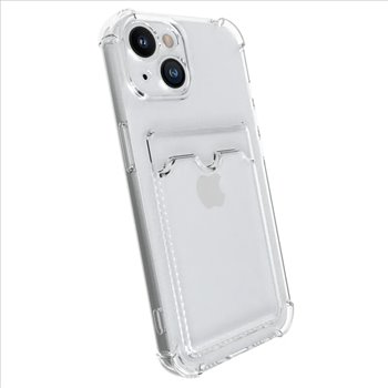 Apple iPhone 14 plus silicone Doorzichtig Back cover met pasje houderTelefoonhoesje