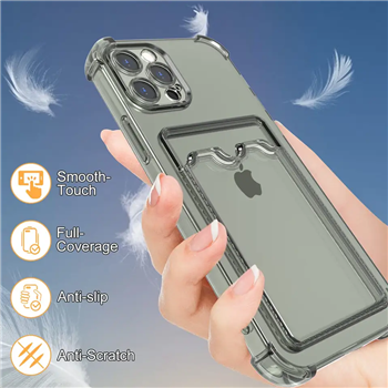 Apple iPhone 13 pro max silicone grijs Back cover met pasje houder Telefoonhoesje