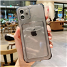 Apple iPhone 12 mini silicone grijs Back cover met pasje houder Telefoonhoesje