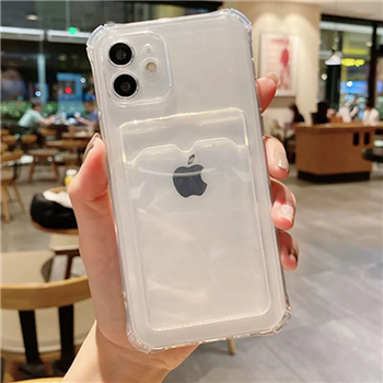Apple iPhone 12 silicone Doorzichtig Back cover met pasje houder Telefoonhoesje