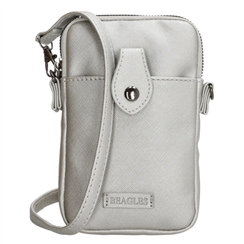 Deagles Phone bags+shoulder belt and space for cards color Silver