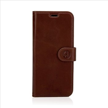 Apple iPhone 15 pro Genuine Leather Darkbrown Book Case Smartphone Case