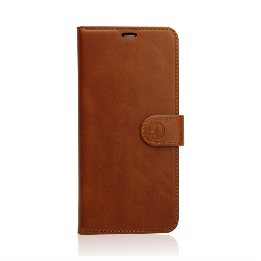 Apple iPhone 15 pro Genuine Leather Light brown Book Case Smartphone Case