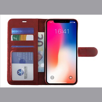 Apple iPhone 15 plus Genuine Leather Red Book Case Smartphone Case