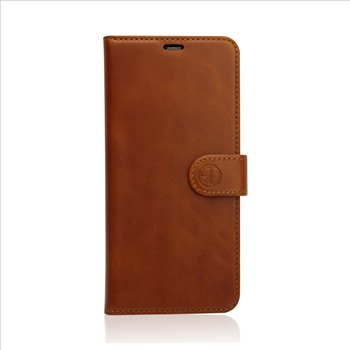 Apple iPhone 15 plus Genuine Leather Light brown Book Case Smartphone Case