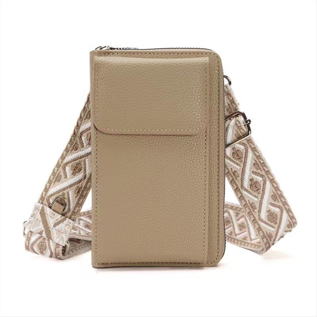 Rico Vitello Phone bags+shoulder belt and space for cards color Taupe