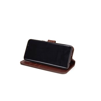 Genuine Leather Book Case iPhone X dark brown