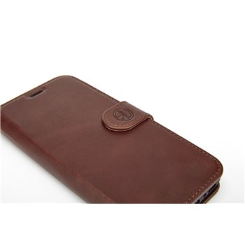 Genuine Leather Book Case iPhone X dark brown
