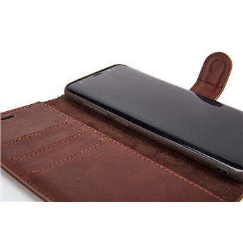 Genuine Leather Book Case Samsung Galaxy S7 Edge Dark Brown