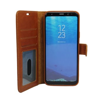 Genuine Leather Book Case Samsung Galaxy S8 Plus light brown