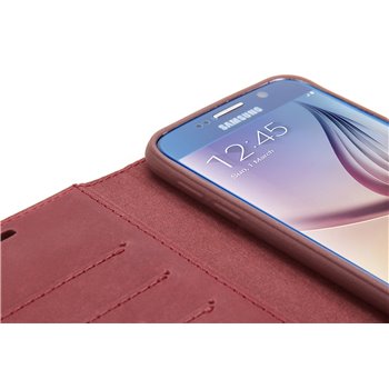 Genuine Leather Bookcase Samsung Galaxy S6 Edge Red