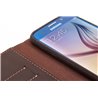 Genuine Leather Bookcase Samsung Galaxy S6 Edge Dark Brown