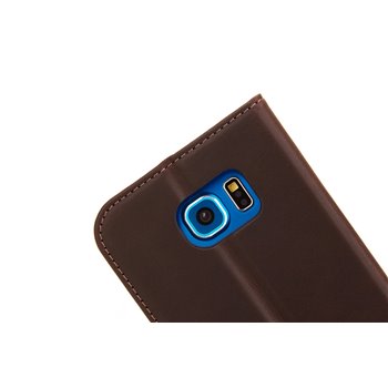 Genuine Leather Bookcase Samsung Galaxy S6 Donker Bruin