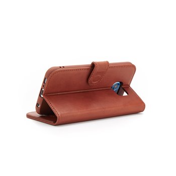 Genuine Leather Bookcase Samsung Galaxy S6 Red Brown