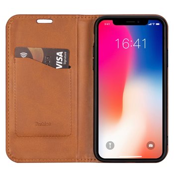 Magnetic Book case For iphone 11 pro brown