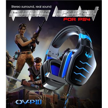 Stereo Gaming headphone OV- P10 Zwart-Blauw