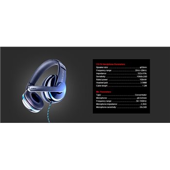 Stereo Gaming headphone OV- P5 Zwart- blauw
