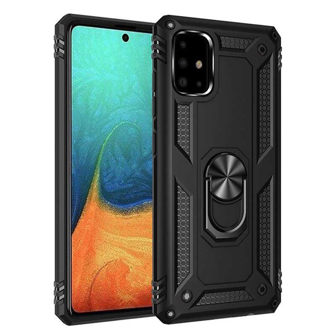Samsung Galaxy A51 Plastic Black Back Cover - Solid ring