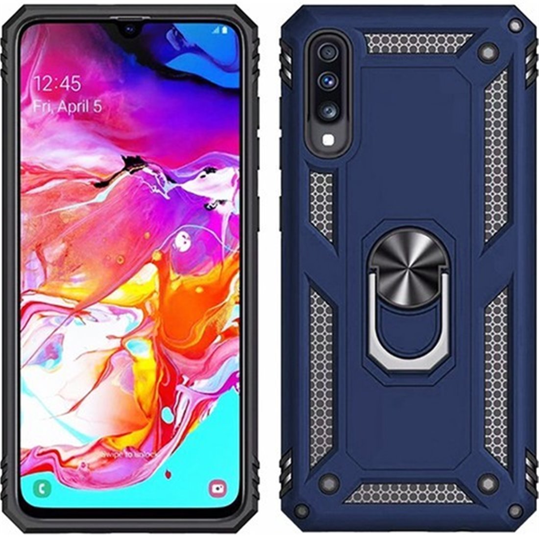 Samsung Galaxy A70 Plastic Blue Back Cover - Solid ring
