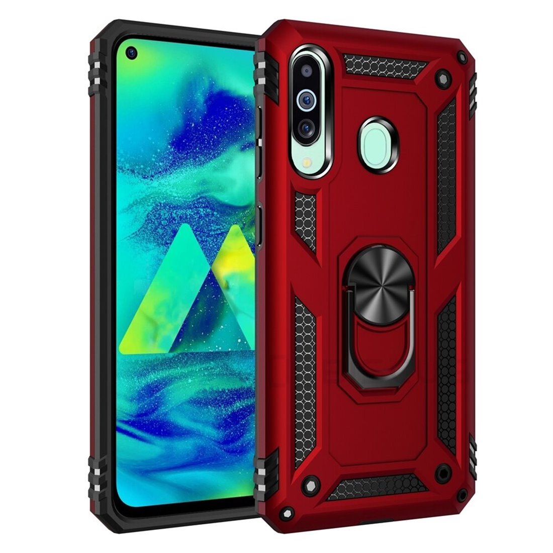 Samsung Galaxy A60 Plastic Red Back Cover - Solid ring