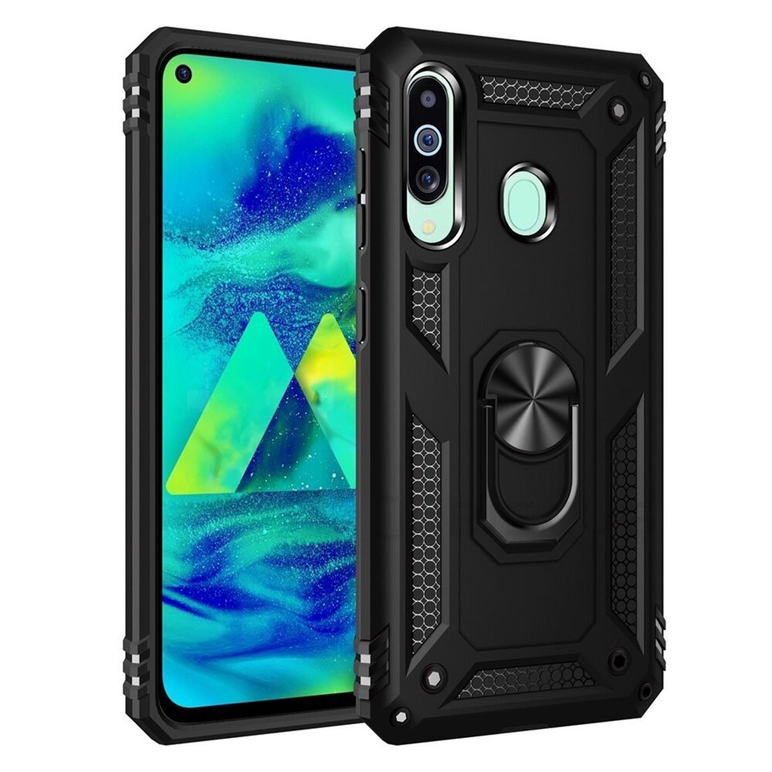 Samsung Galaxy A60 Plastic Black Back Cover - Solid ring