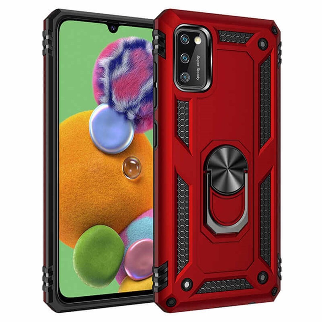 Samsung Galaxy A41 Plastic Red Back Cover - Solid ring