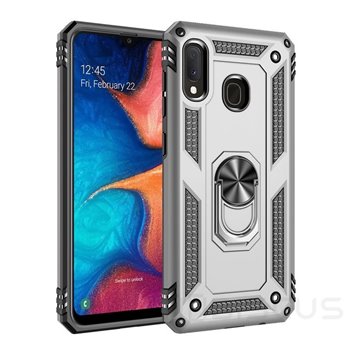 Samsung Galaxy A40 Plastic Silver Back Cover - Solid ring
