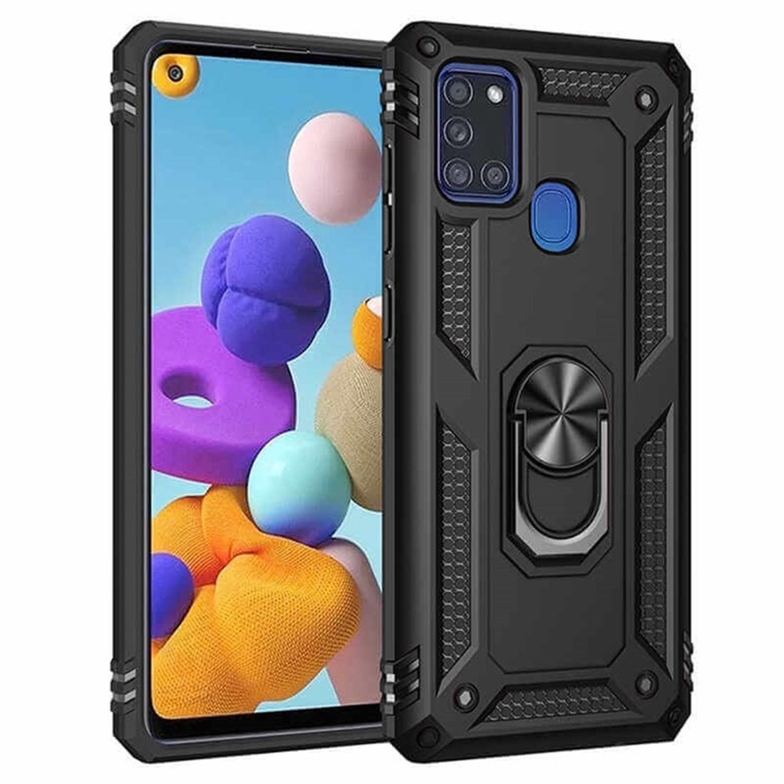 Samsung Galaxy A21S Plastic Black Back Cover - Solid ring