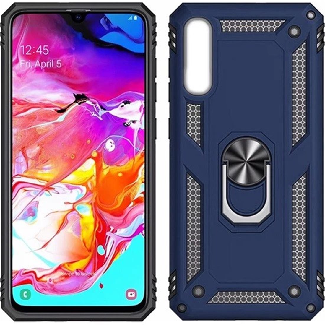 Samsung Galaxy A10 Plastic Blue Back Cover - Solid ring