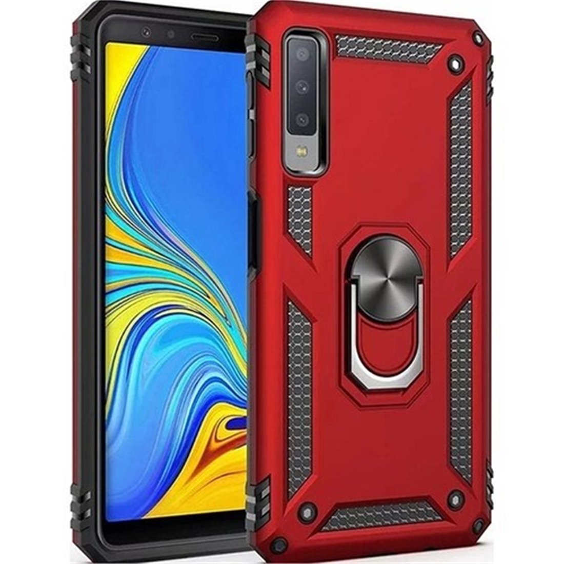 Samsung Galaxy A7 Rood Cover - Stevige ring