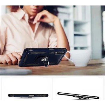 Samsung Galaxy A7 2018 Kunststof Zwart Back Cover Telefoonhoesje - Stevige ring