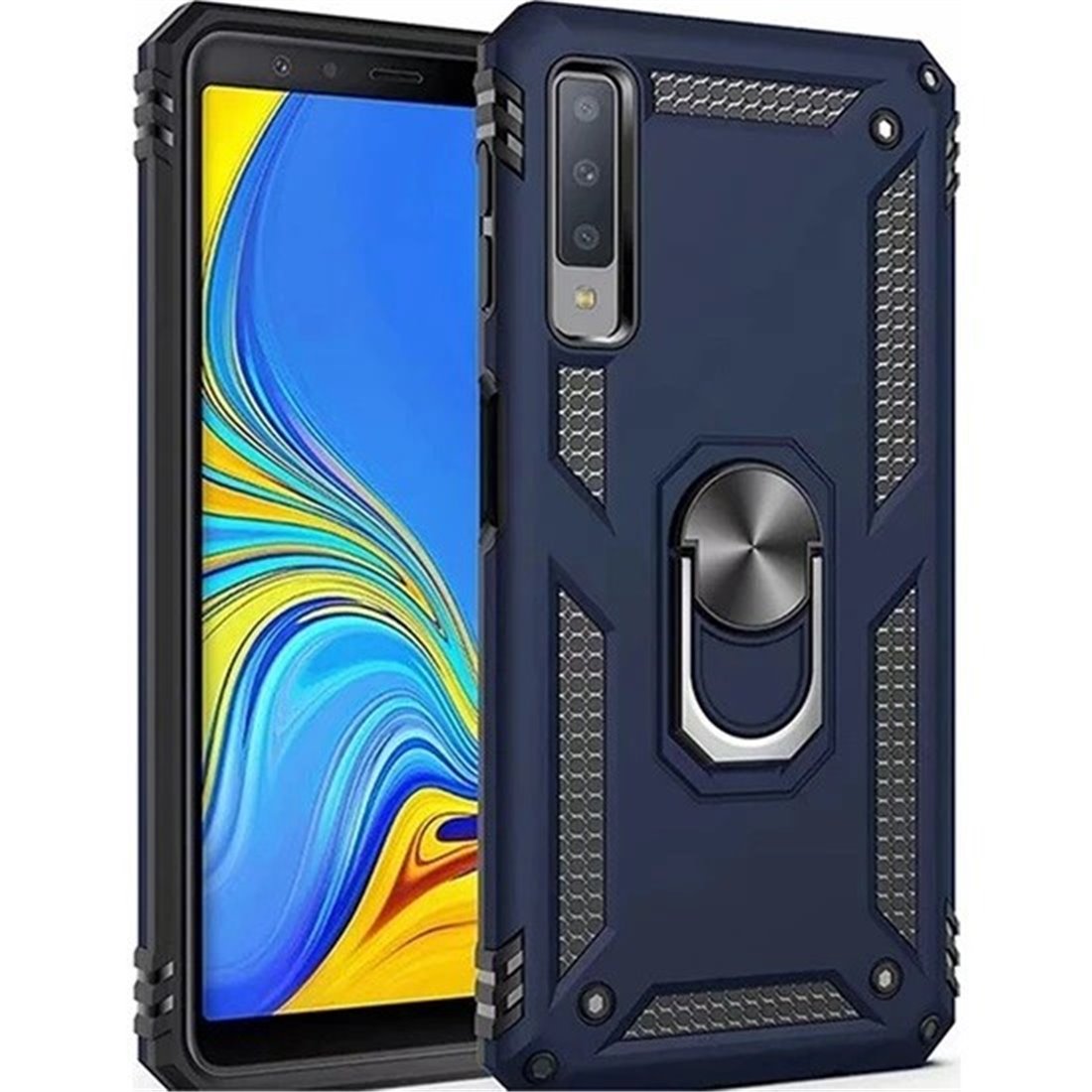 Samsung Galaxy M20 Plastic Blue Back Cover - Solid ring