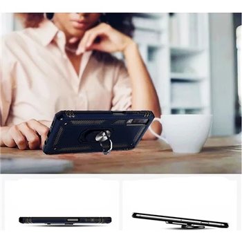 Samsung Galaxy M20 Kunststof Zwart Back Cover Telefoonhoesje - Stevige ring