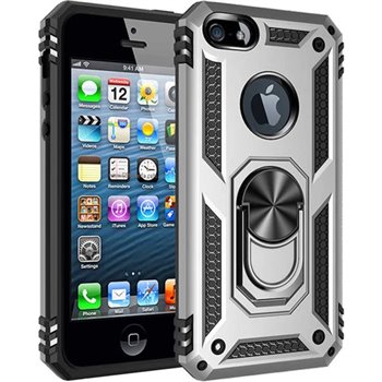 Apple iPhone 6/6S plus Kunststof Zilver Back Cover Telefoonhoesje - Stevige ring