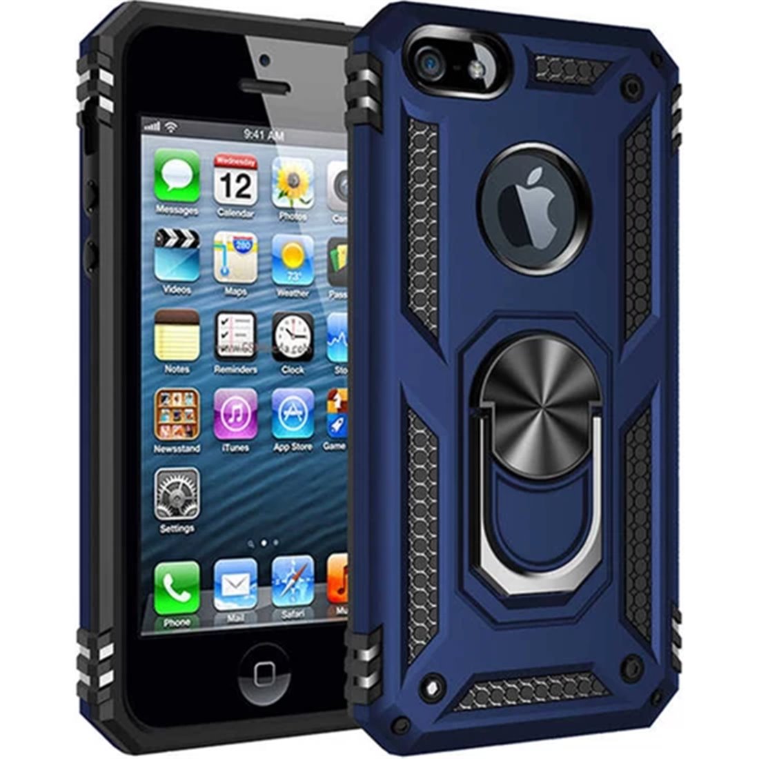Apple iPhone 5S/5SE Plastic Blue Back Cover - Solid ring