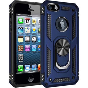 Apple iPhone 5S/5SE Kunststof Blauw Back Cover Telefoonhoesje - Stevige ring