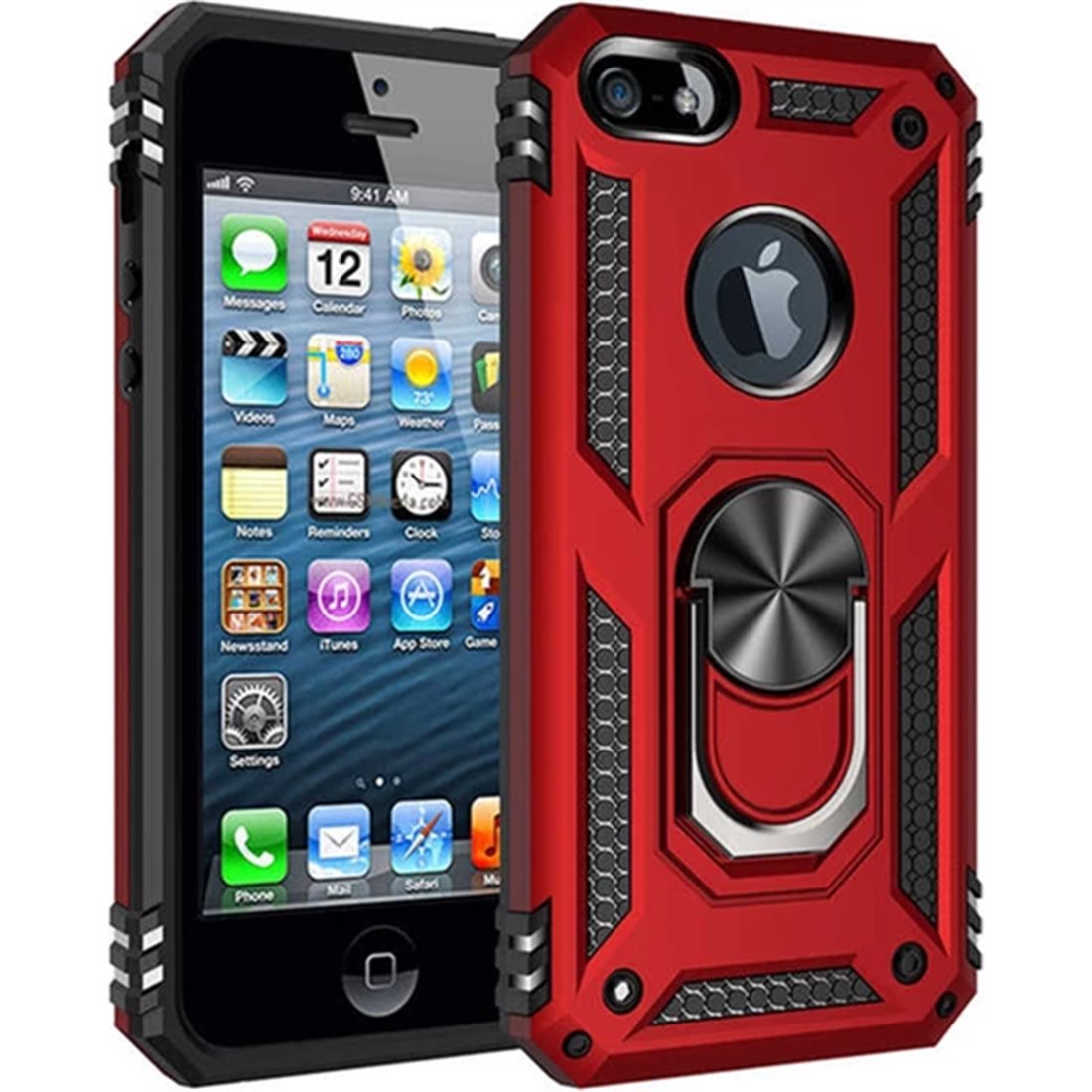 Apple iPhone 5S/5SE Plastic Red Back Cover - Solid ring