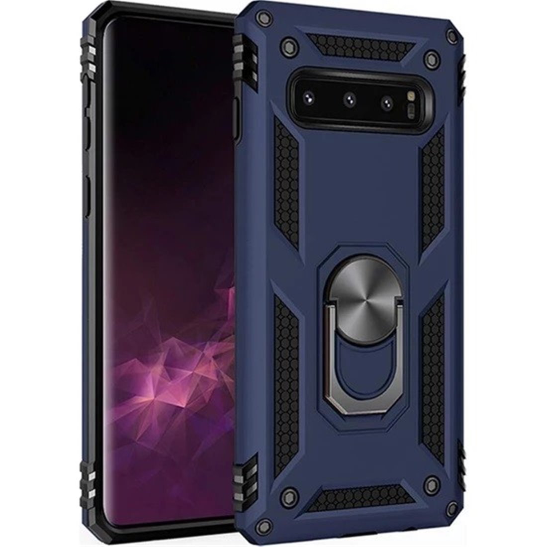 Samsung Galaxy S10 Plus Plastic Blue Back Cover - Solid ring