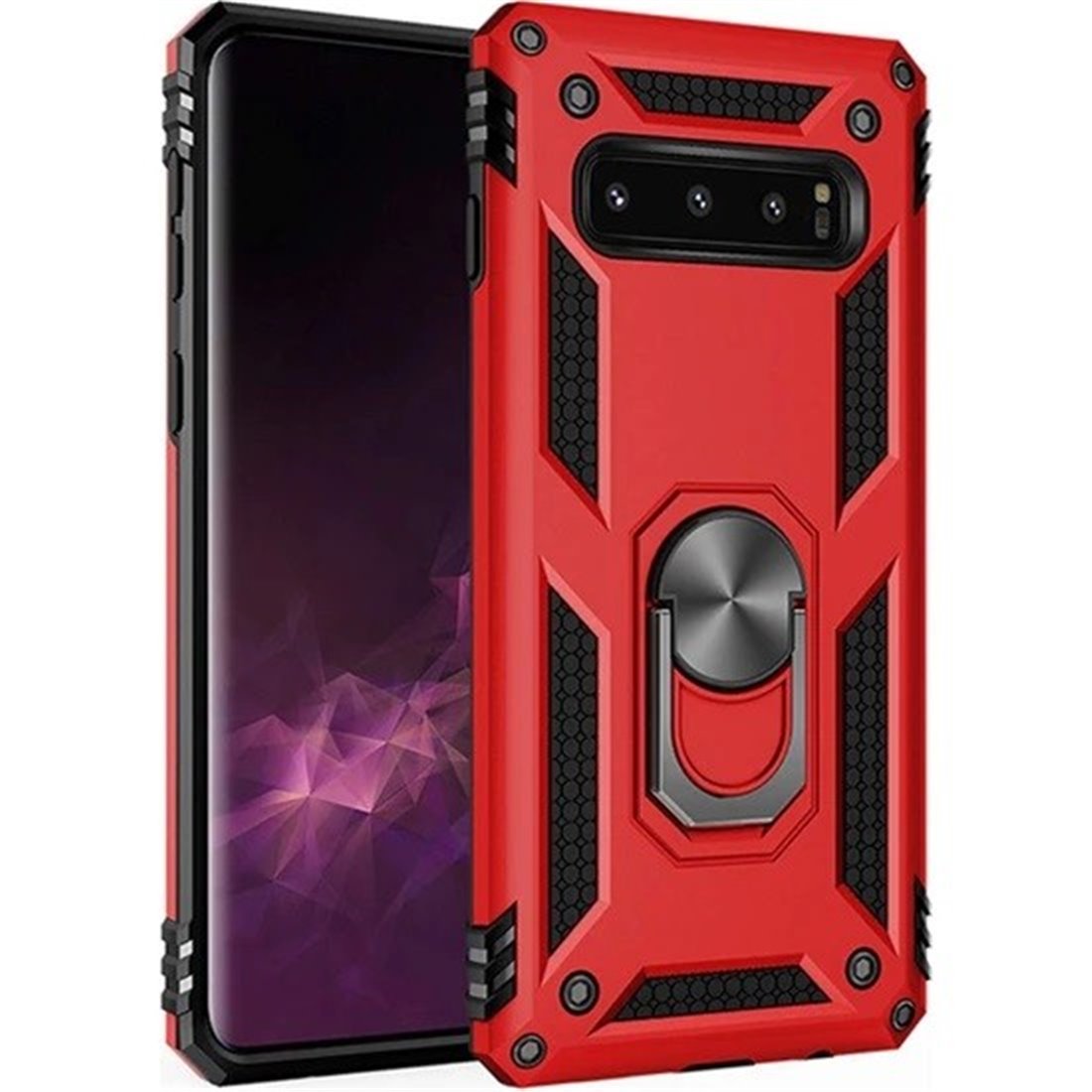 Samsung Galaxy S10 Plus Plastic Red Back Cover - Solid ring
