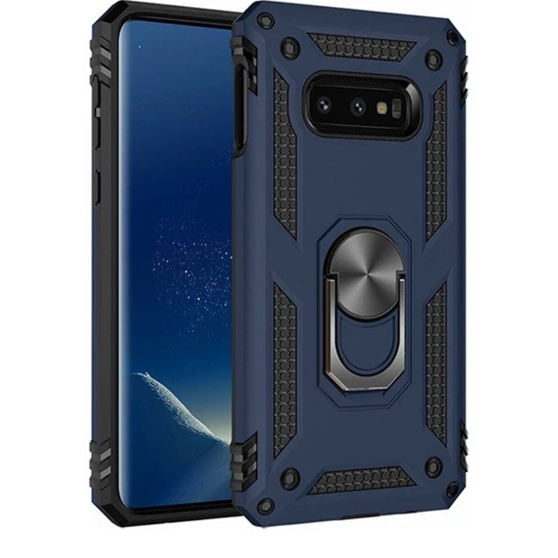 Samsung Galaxy S10E Plastic Blue Back Cover - Solid ring