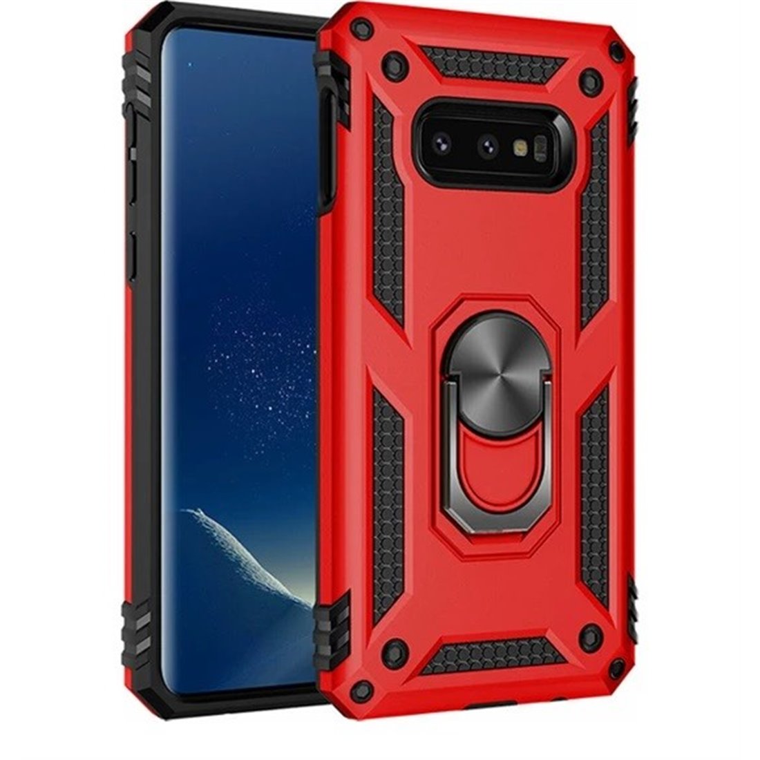 Samsung Galaxy S10E Plastic Red Back Cover - Solid ring